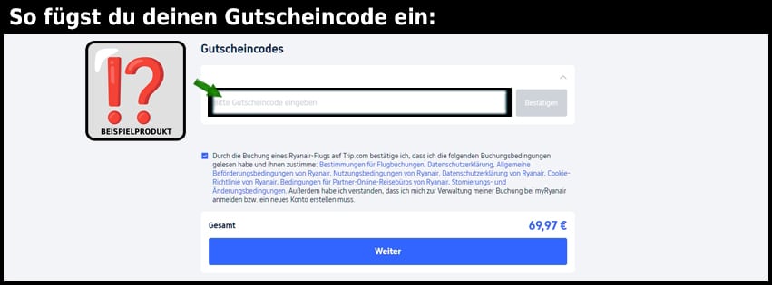trip.com Gutschein einfuegen und sparen schwarz