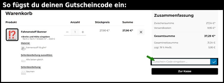 banner-riese Gutschein einfuegen und sparen schwarz