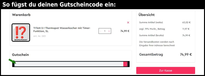 kaufbei.tv Gutschein einfuegen und sparen schwarz