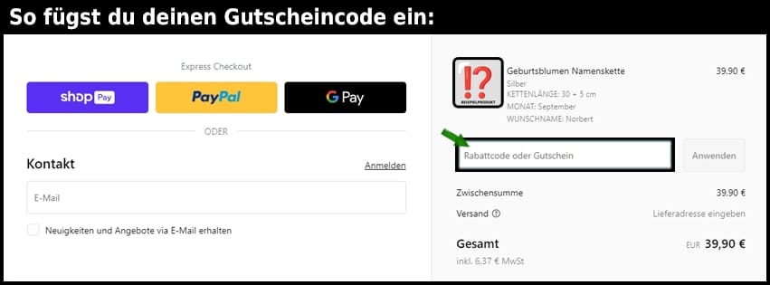 otanto Gutschein einfuegen und sparen schwarz