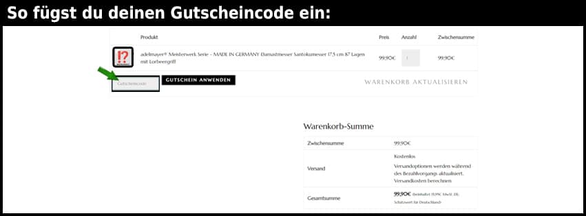 adelmayer Gutschein einfuegen und sparen schwarz