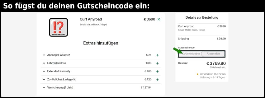 amplerbikes Gutschein einfuegen und sparen schwarz