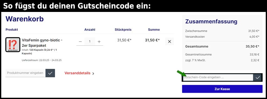 forumvita Gutschein einfuegen und sparen schwarz