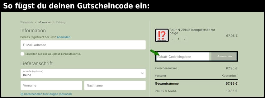 geeplast Gutschein einfuegen und sparen schwarz