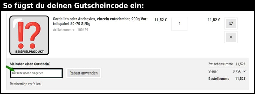lobsterking Gutschein einfuegen und sparen schwarz