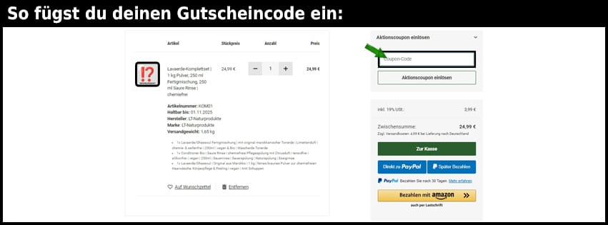 lt-naturprodukte Gutschein einfuegen und sparen schwarz