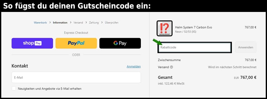 motorrad-clothing Gutschein einfuegen und sparen schwarz