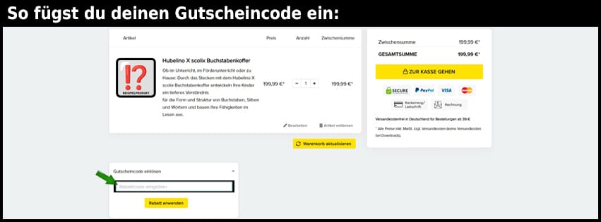 persen Gutschein einfuegen und sparen schwarz