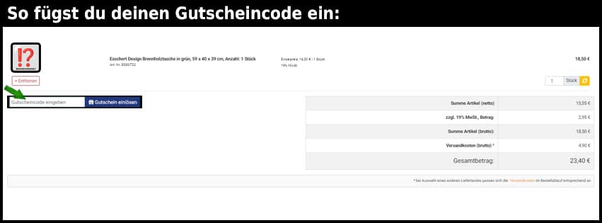 danto Gutschein einfuegen und sparen schwarz