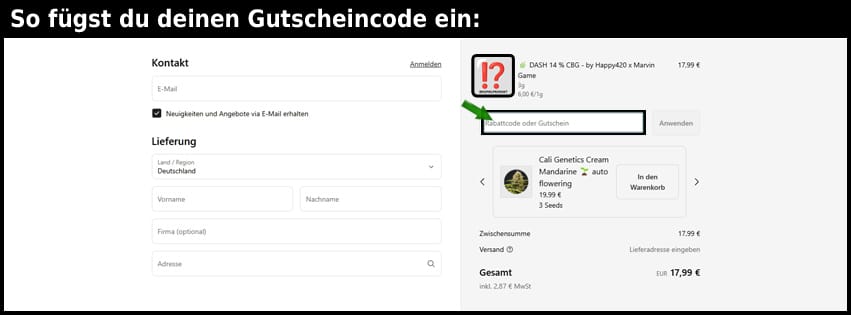 happy-420 Gutschein einfuegen und sparen schwarz