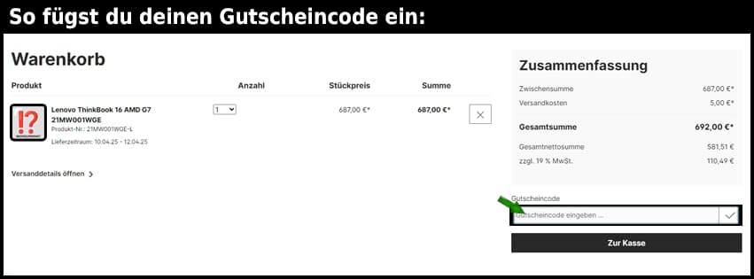 lapstars Gutschein einfuegen und sparen schwarz