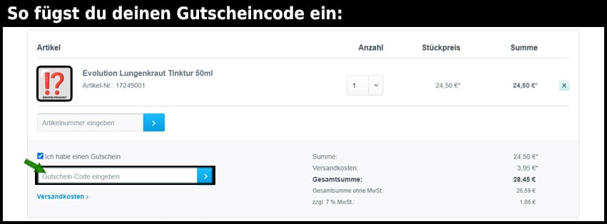 megavitalshop Gutschein einfuegen und sparen schwarz