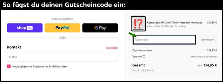 trueimage Gutschein einfuegen und sparen schwarz