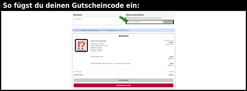 wohnbedarf-pies Gutschein einfuegen und sparen schwarz