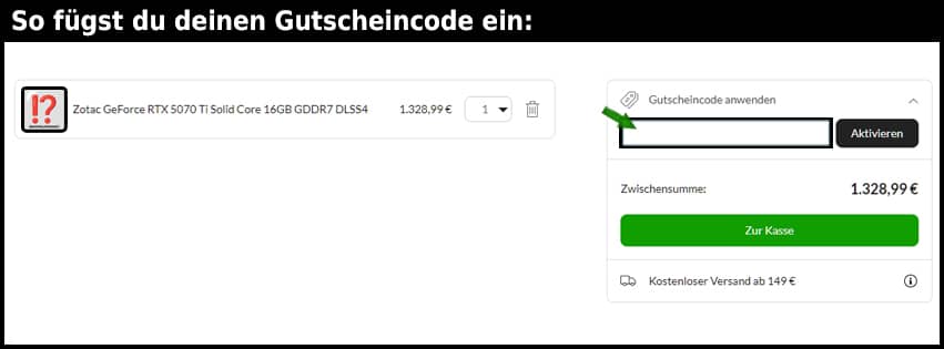 x-kom Gutschein einfuegen und sparen schwarz