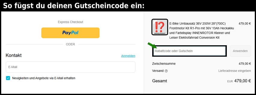 yosepower Gutschein einfuegen und sparen schwarz