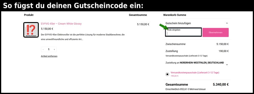 evyvo Gutschein einfuegen und sparen schwarz
