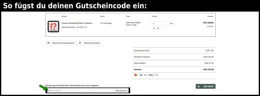 moebelnet.de Gutschein einfuegen und sparen schwarz