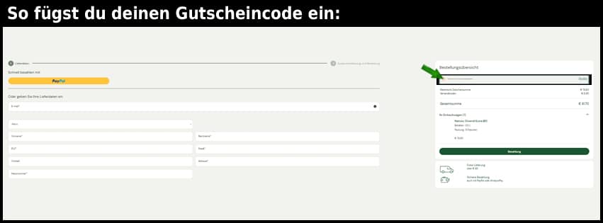 oliocarli Gutschein einfuegen und sparen schwarz